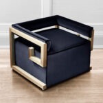 Black velvet and brass frame armchair by Lori Morris Interior Design | Luxury Living room furniture