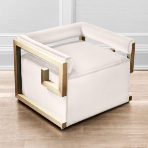 Living room furniture - Cream velvet chair with brass frame by Lori Morris Design | White Glove