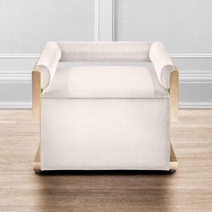 Cream velvet armchair with brass frame by Lori Morris Interior Design Toronto | Worldwide Shipping