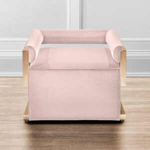 Pink velvet and brass frame armchair by Lori Morris Interior Design | Luxury Living room furniture | Jake