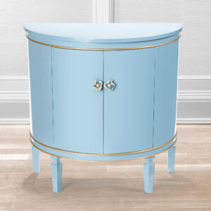 Wihelmina blue cabinet by Canadian based Interior Designer Lori Morris